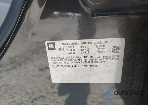 2014 Chevrolet Impala 1Fl из США, поврежденный, VIN 2G11X5SLXE9174989